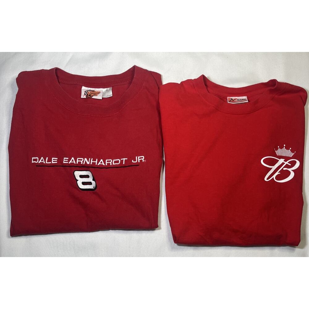Set of 2 Vintage NASCAR T-Shirts Dale Earnhardt Jr Mens Size XL #8 Red Racing